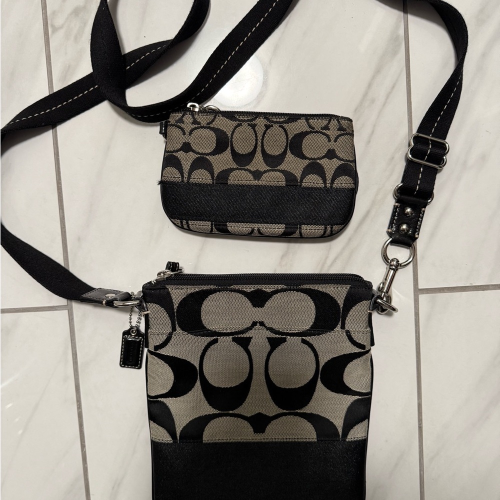 Coach Black and Gray Crossbody Bag Set